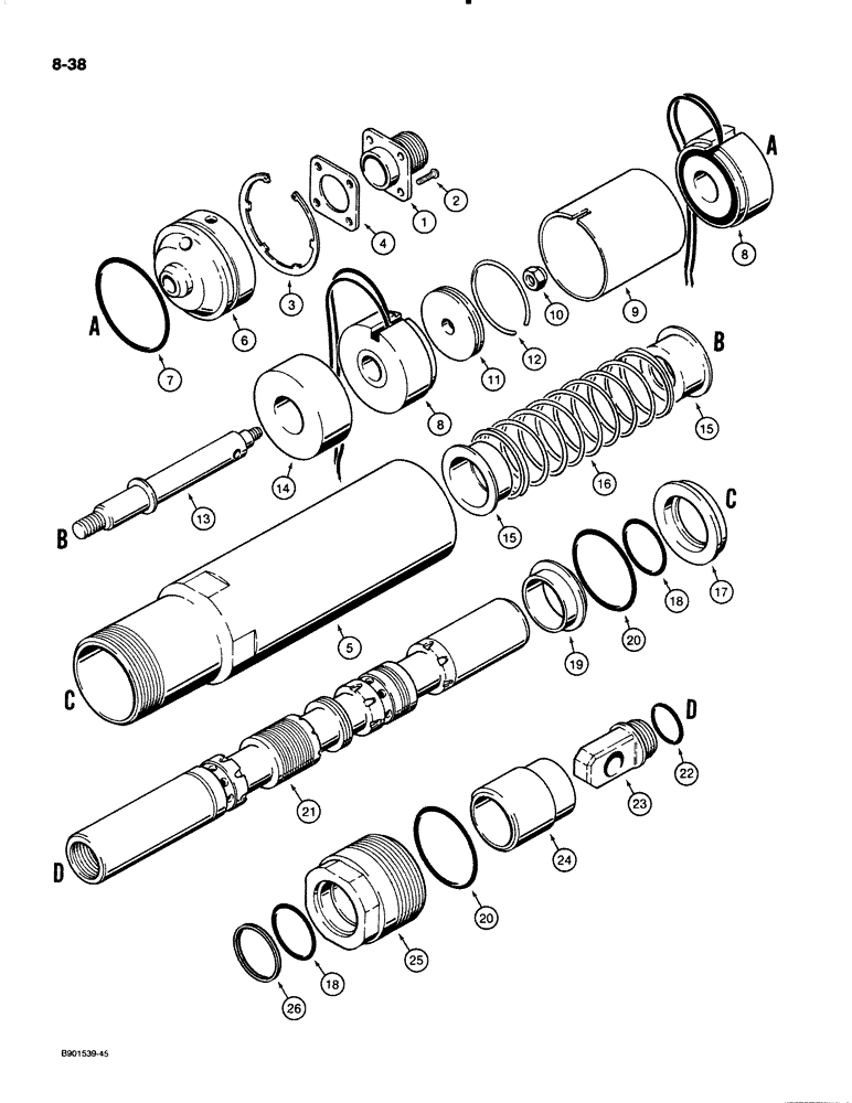 Схема запчастей Case W20C - (8-38) - S300836 LIFT SPOOL (08) - HYDRAULICS