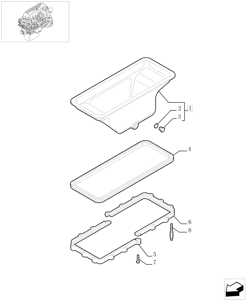 Схема запчастей Case F3AE0684D B001 - (0.04.2[01]) - OIL SUMP & RELATED PARTS (500386948) 