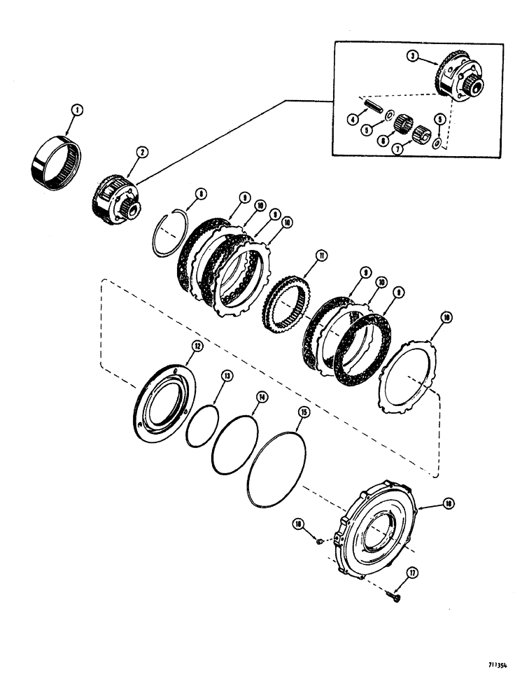 Схема запчастей Case W20 - (110) - L52101 AND L55661 TRANS. FORWARD CLUTCH AND PLANETARY TRANSMISSION S.N. 35042 AND AFTER (06) - POWER TRAIN