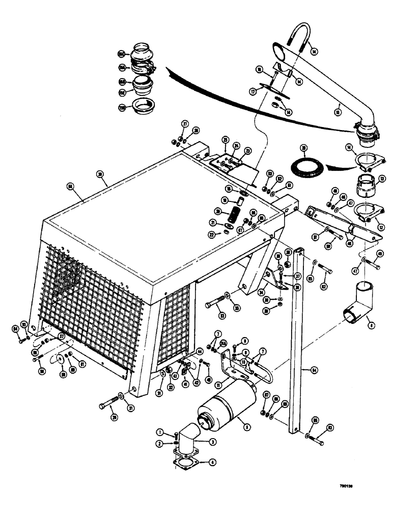 Схема запчастей Case 600 - (228) - ROPS AND EXHAUST SYSTEM, EXHAUST SYSTEM PARTS, 600 SKIDDER ONLY (05) - UPPERSTRUCTURE CHASSIS