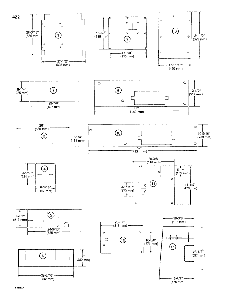 Схема запчастей Case 1150D - (422) - NOISE REDUCTION PADS (09) - CHASSIS/ATTACHMENTS