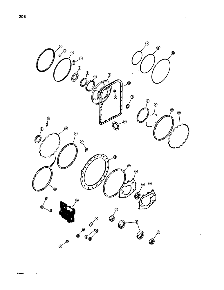 Схема запчастей Case W20 - (208) - TRANSMISSION, TRANSMISSION OVERHAUL KIT (06) - POWER TRAIN