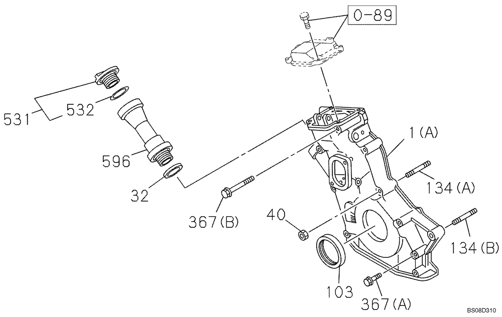 Схема запчастей Case CX75SR - (02-14) - ENGINE FLYWHEEL HOUSING (02) - ENGINE