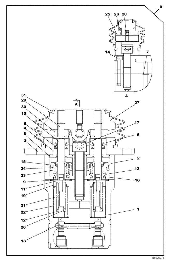 Схема запчастей Case CX130B - (08-72A) - FOOT CONTROL VALVE (08) - HYDRAULICS