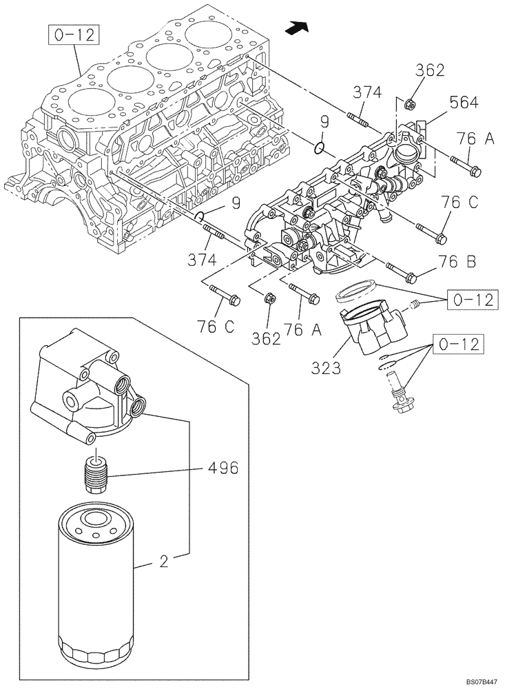 Схема запчастей Case CX130B - (02-29) - OIL COOLER - ENGINE (02) - ENGINE