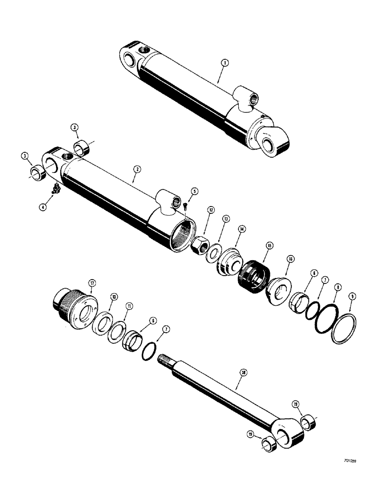 Схема запчастей Case 33 - (264) - LOADER HYDRA-LEVELING CYLINDER, CYLINDER WITH FLAT SNAP-IN TYPE OUTER ROD WIPER 