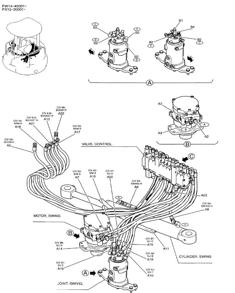 Схема запчастей Case CX31B - (01-022[01]) - HYD LINES, UPP (35) - HYDRAULIC SYSTEMS