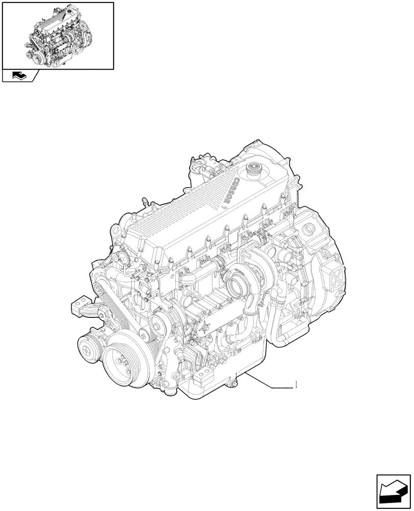 Схема запчастей Case F2CE9684U E151 - (10.001.01) - ENGINE ASSY (84141156) (01) - ENGINE