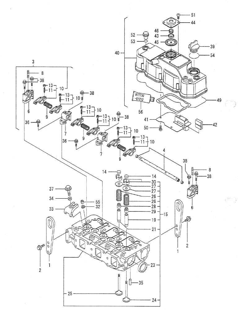 Схема запчастей Case CX27B PV13 - (08-004) - CYLINDER HEAD & BONNET ENGINE COMPONENTS