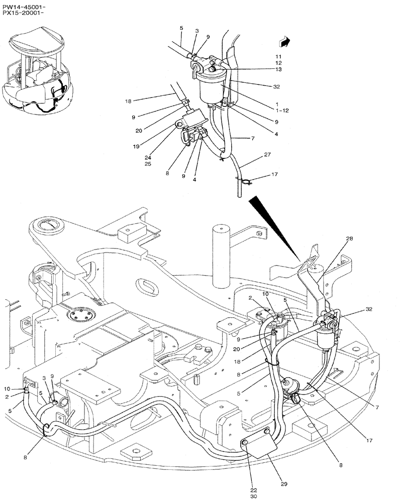 Схема запчастей Case CX31B - (05-005) - FUEL LINES (COOLER) (10) - ENGINE