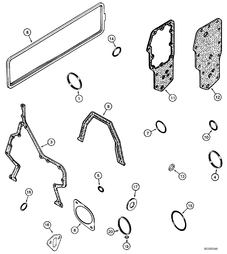 Схема запчастей Case 650K - (02-22) - GASKET KIT, CYLINDER BLOCK - 6T-590 EMISSIONS CERTIFIED ENGINE (02) - ENGINE