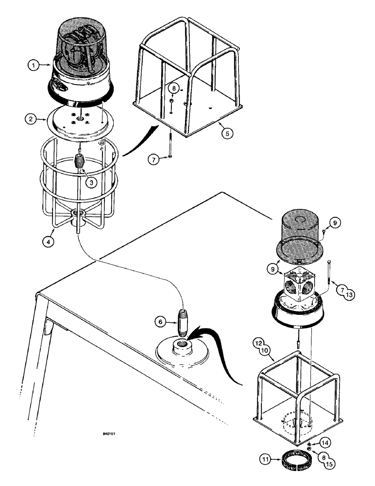 Схема запчастей Case W14 - (202) - ROTATING BEACON, USED ON MODELS WITH CAB (04) - ELECTRICAL SYSTEMS