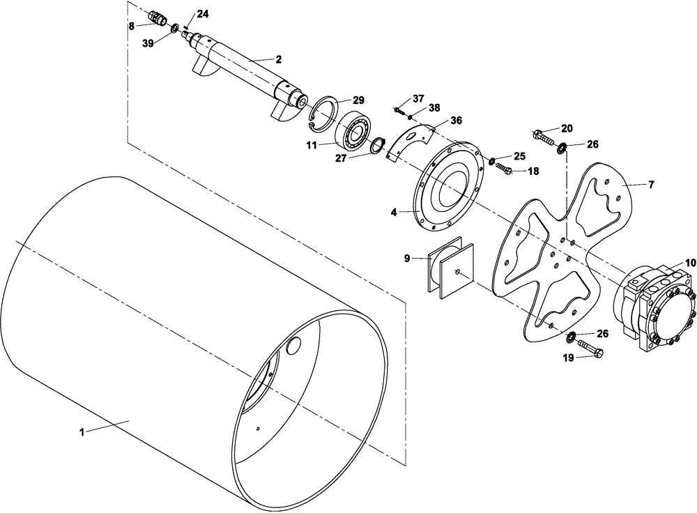 Схема запчастей Case DV202 - (12-2A/2[01]) - VIBRATORY - DRUM (12) - Chassis/Attachments