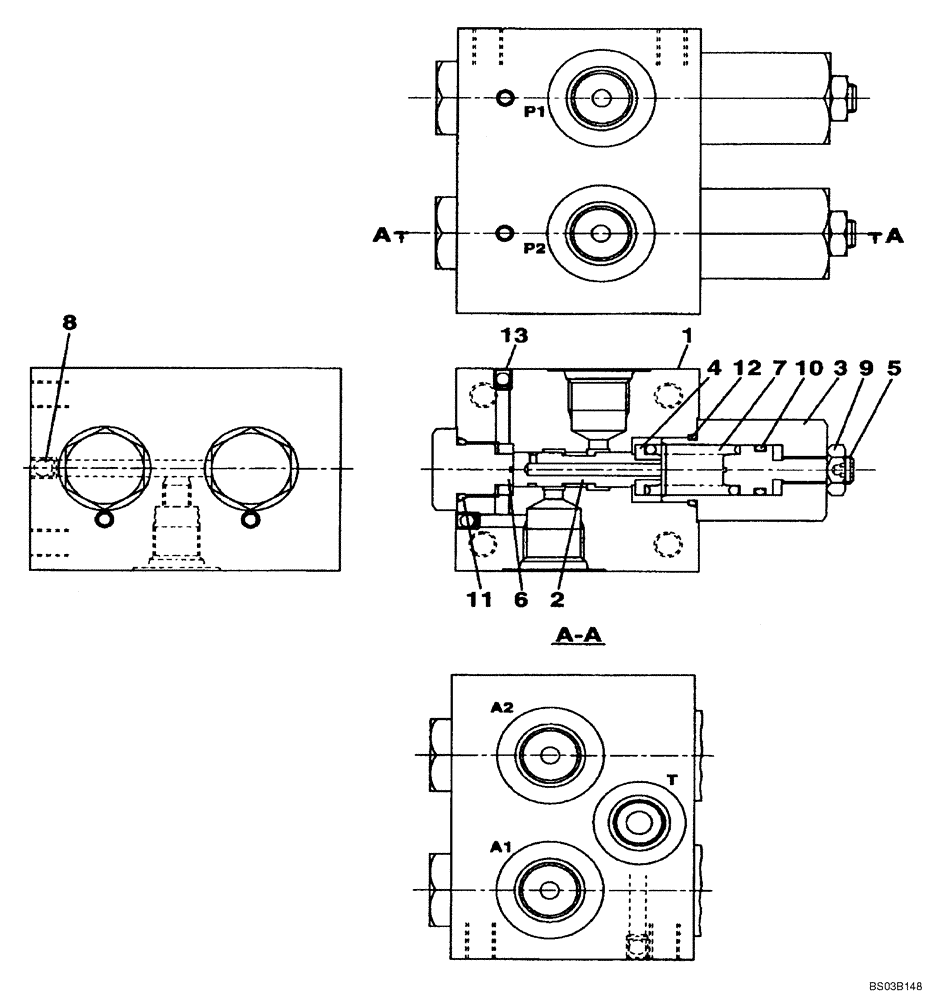 Схема запчастей Case CX240LR - (08-44A) - VALVE ASSY, REDUCING - PILOT CONTROL LINES (08) - HYDRAULICS