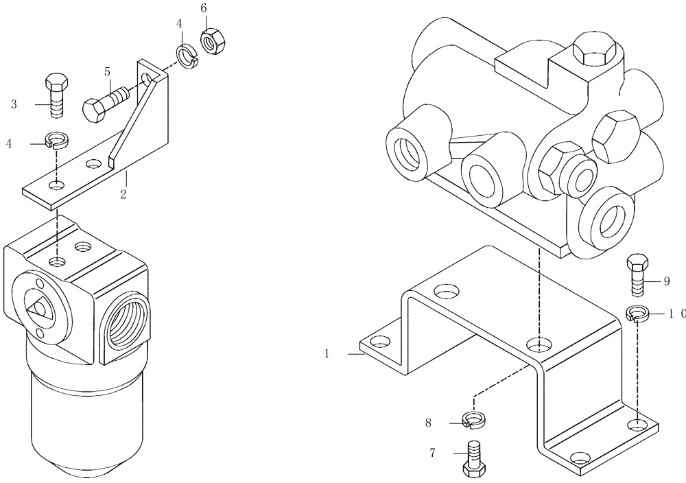 Схема запчастей Case 330 - (47A00001658[01]) - BRAKE SYSTEM - VALVE AND FILTER CLAMPINGS (09) - Implement / Hydraulics / Frame / Brakes