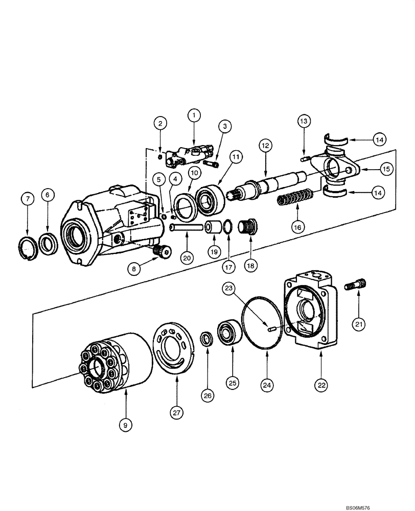 Схема запчастей Case 845 DHP - (08.03[00]) - MAIN HYDRAULIC PUMP (08) - HYDRAULICS