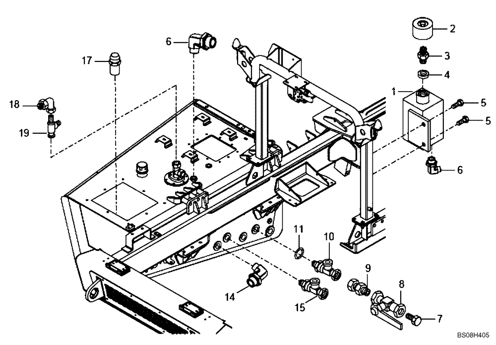 Схема запчастей Case 330B - (43A00010891[001]) - CONNECTIONS, HYDRAULIC STEERING W/WET BRAKE (84121754) (09) - Implement / Hydraulics / Frame / Brakes