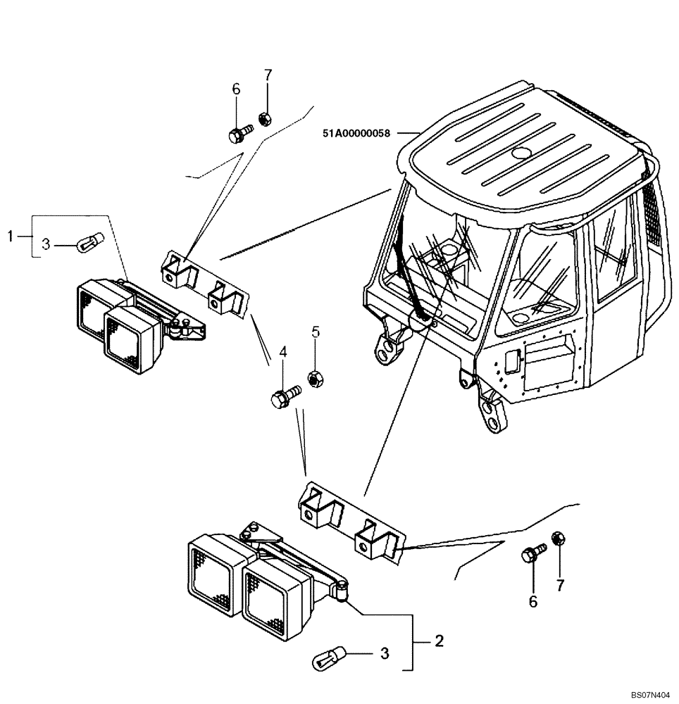 Схема запчастей Case 335B - (67A00001831[001]) - INSTALL, FRONT WORKLIGHT (87713357) (13) - Electrical System / Decals