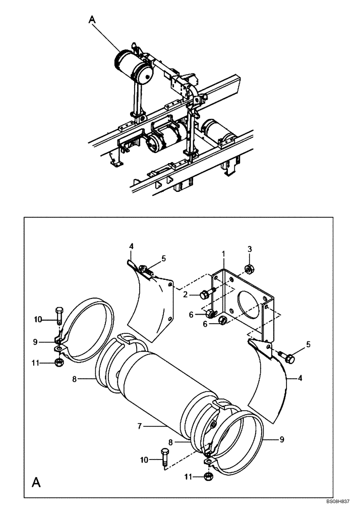 Схема запчастей Case 327B - (47A00002263[001]) - AIR RESERVOIR, PARKING BRAKE (P.I.N. HHD0327BN7PG57000 AND AFTER) (84155551) (09) - Implement / Hydraulics / Frame / Brakes