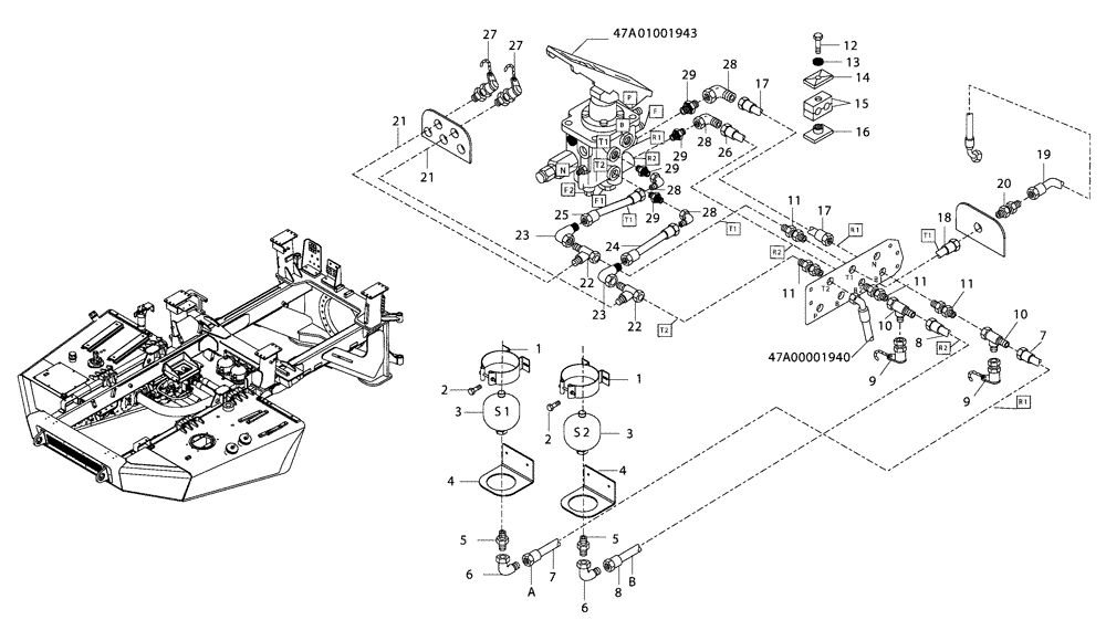 Схема запчастей Case 327B - (47A00001943[001]) - HYDRAULIC BRAKE CIRCUIT - ACCUMULATORS (87535992) (09) - Implement / Hydraulics / Frame / Brakes