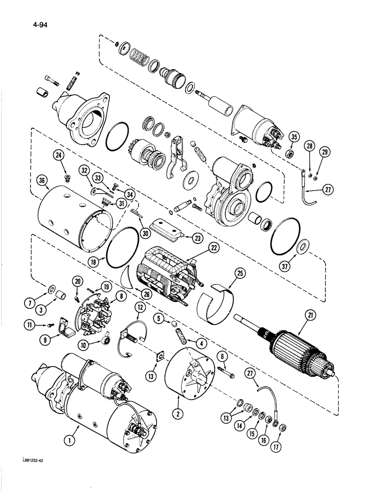 Схема запчастей Case 1080B - (4-094) - L118276 STARTER, DELCO-REMY (04) - ELECTRICAL SYSTEMS