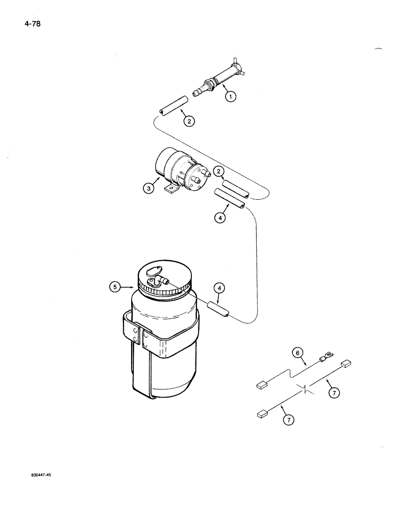 Схема запчастей Case 1086B - (4-078) - WINDSHIELD WASHER, USED WITH STANDARD CAB ONLY (04) - ELECTRICAL SYSTEMS