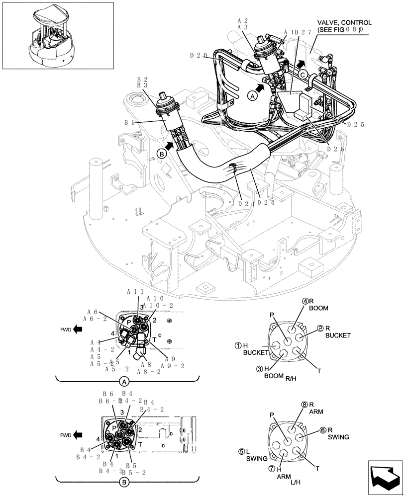 Схема запчастей Case CX20B - (140-60[1]) - CONTROL LINES (NIBBLER & BREAKER) (35) - HYDRAULIC SYSTEMS