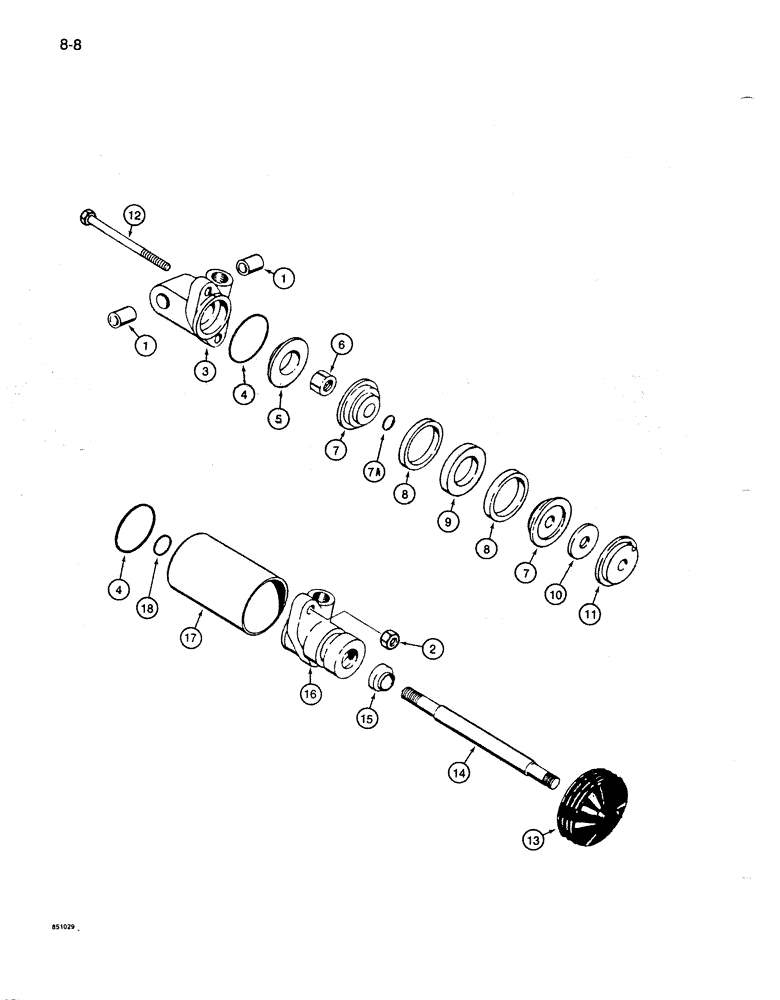 Схема запчастей Case 1086B - (8-008) - HI-LOW SHIFTER AIR CYLINDER (08) - HYDRAULICS