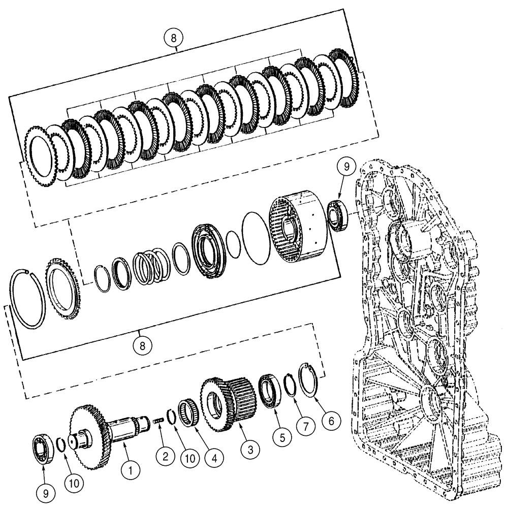 Схема запчастей Case 521D - (06-13) - TRANSMISSION - CLUTCH ASSY, REVERSE (06) - POWER TRAIN