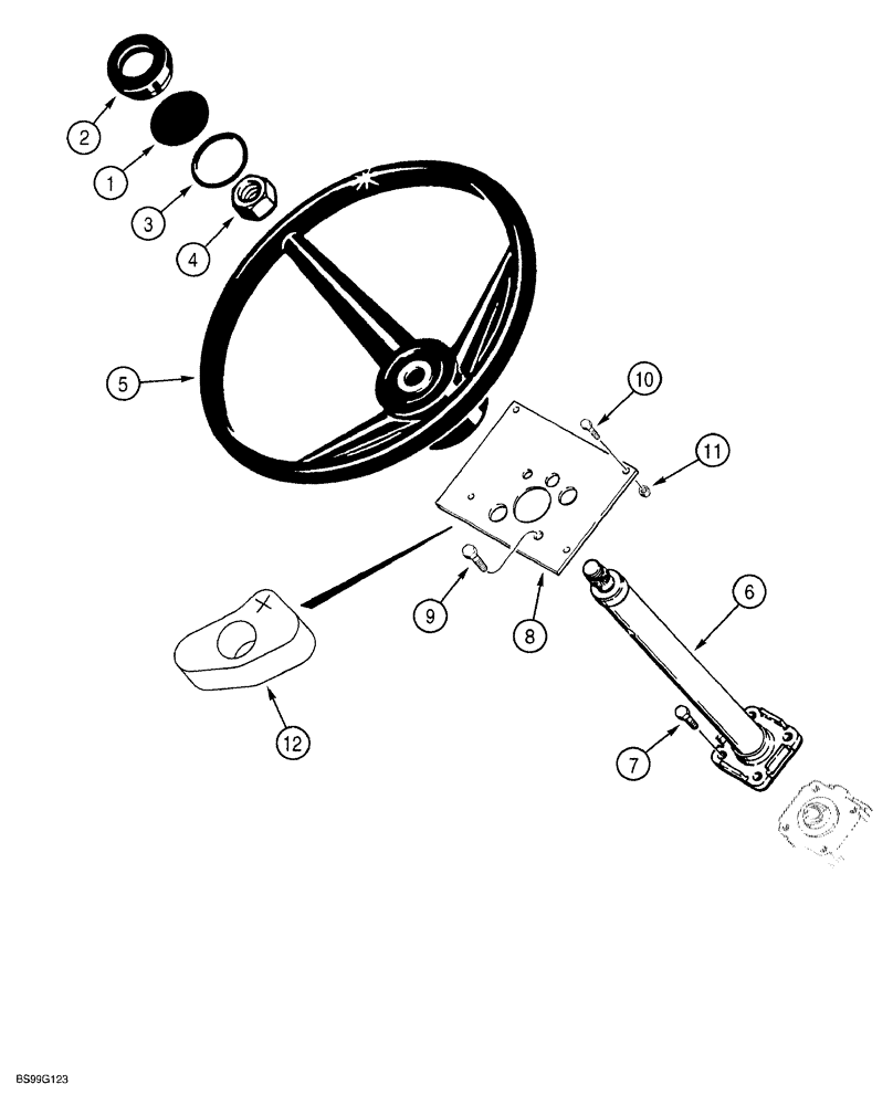 Схема запчастей Case 580SL - (5-002) - STEERING WHEEL AND STEERING COLUMN (05) - STEERING