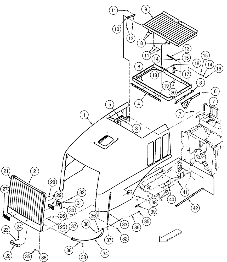 Схема запчастей Case 521D - (09-14) - HOOD (09) - CHASSIS