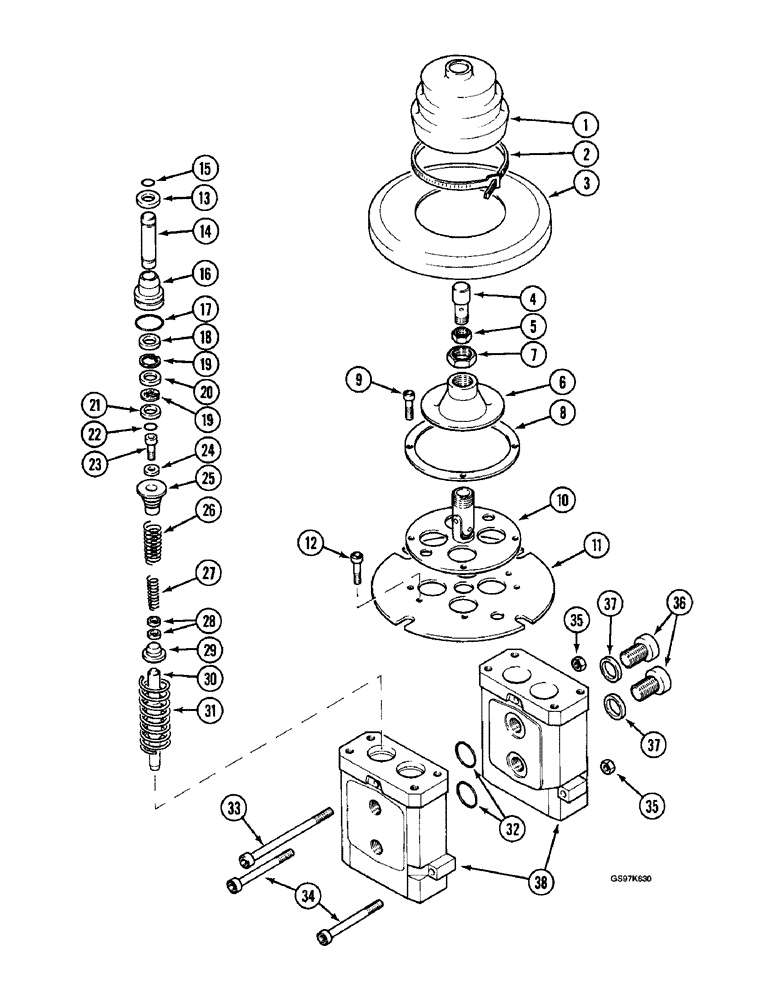 Схема запчастей Case 220B - (8-140) - HAND CONTROL VALVE, MONSUN-TISON MANUFACTURED, IF USED (08) - HYDRAULICS