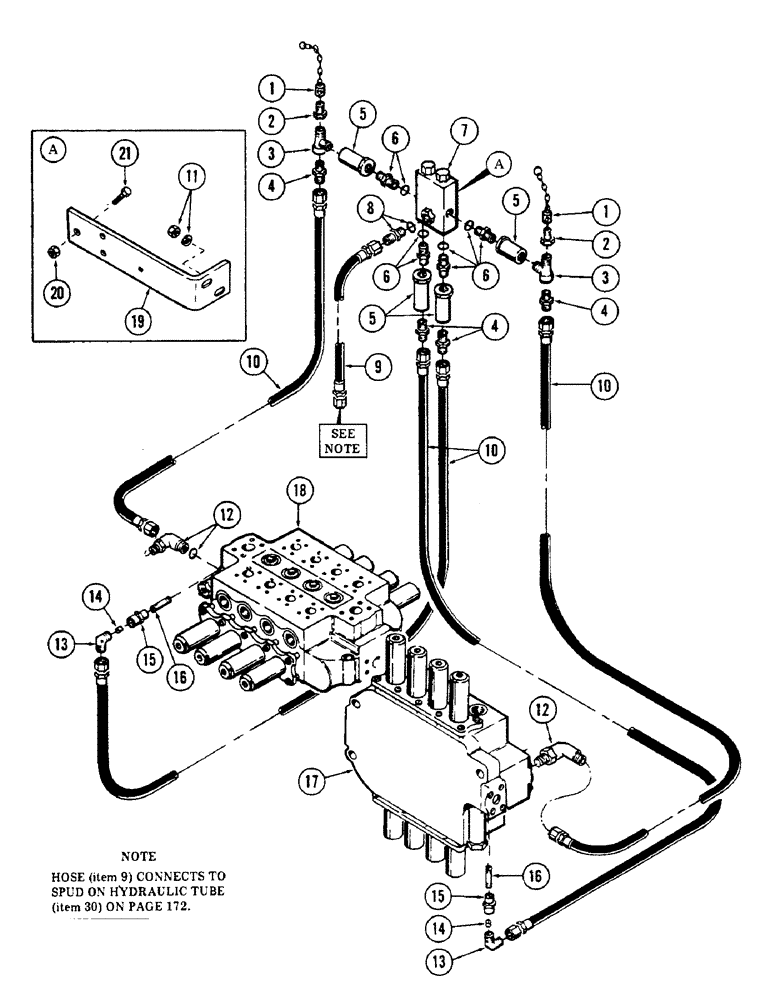 Схема запчастей Case 50 - (158) - MAIN CONTROL VALVE POWER SENSING TUBING (USED ON UNITS W/ SN. 6280345 & AFTER) (SN. 6279926 & AFTER) (35) - HYDRAULIC SYSTEMS