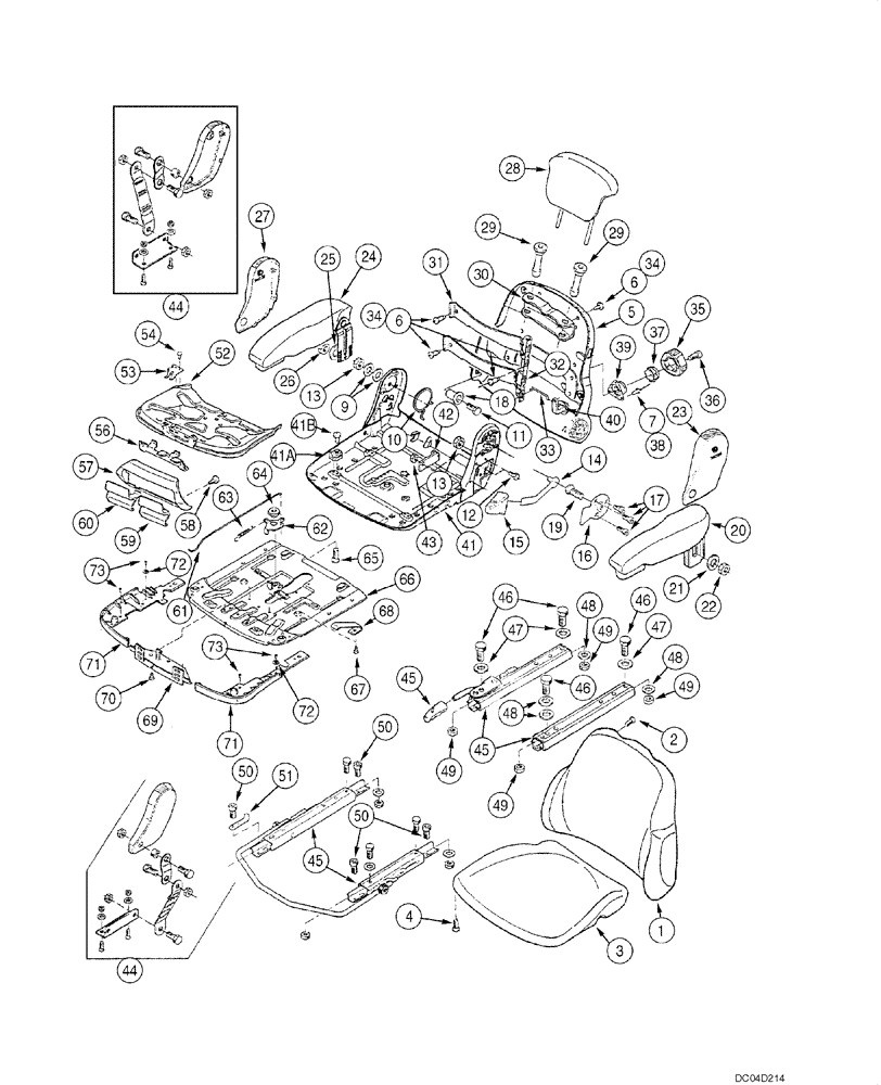 Схема запчастей Case 885 - (09.58[00]) - SEAT ASSY - UPPER SEAT ASSY (OPTIONAL) (09) - CHASSIS