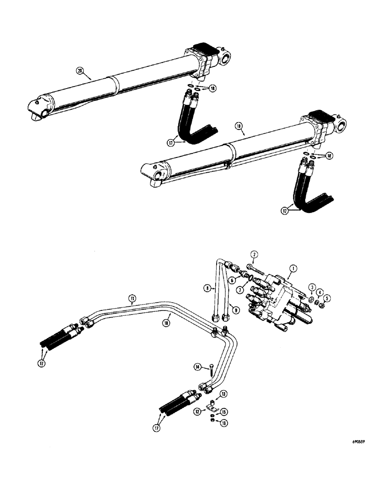 Схема запчастей Case W10C - (212) - LOADER HYDRAULICS, LIFT CYLINDER HYDRAULICS (08) - HYDRAULICS