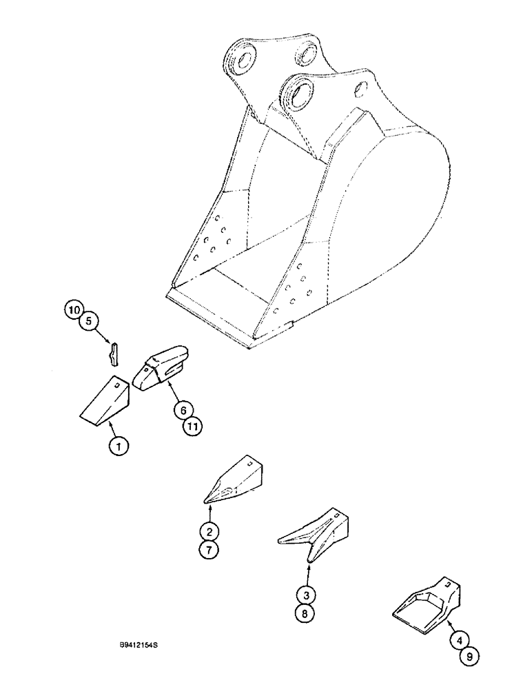 Схема запчастей Case 9010 - (9-62) - HENSLEY BUCKT TOOTH OPT,FOR CENTRL FABRCTR/H & H BUCKTS,1-1/4" LIP ADAPTER,STD 122667A1,OPT 126932A1 (09) - CHASSIS