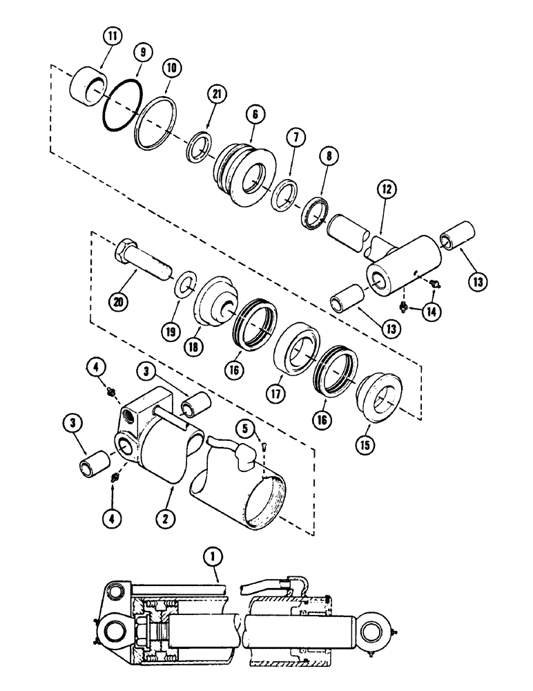 Схема запчастей Case 880B - (244) - HOIST AND CROWD CYLINDER, (5-1/2" DIA. CYLINDER W/45-1/2" STROKE & 2-3/4" ROD ASSEMBLY) (07) - HYDRAULIC SYSTEM