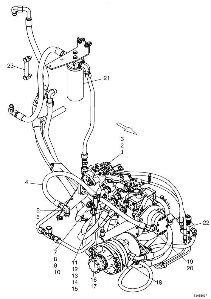 Схема запчастей Case 410 - (06-07) - PUMP, TANDEM - MOUNTING (06) - POWER TRAIN