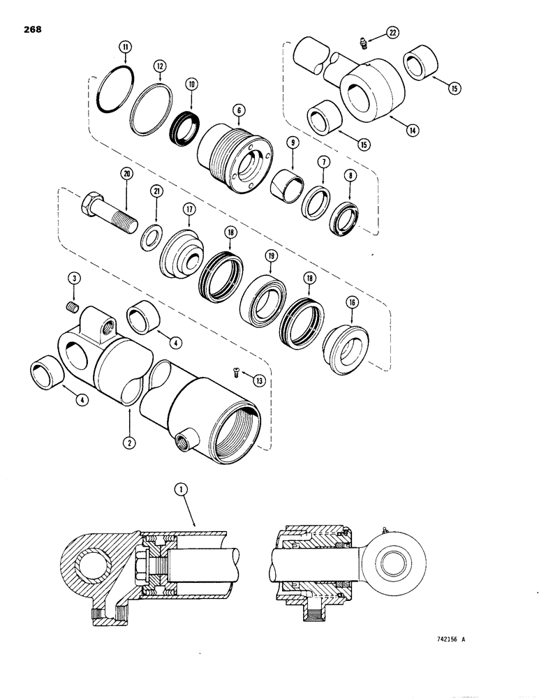 Схема запчастей Case 1150B - (268) - G34638 AND G34639 BUCKET CLAM CYLINDERS, GLAND IS STAMPED W/ CYLINDER PART NUMBER (07) - HYDRAULIC SYSTEM