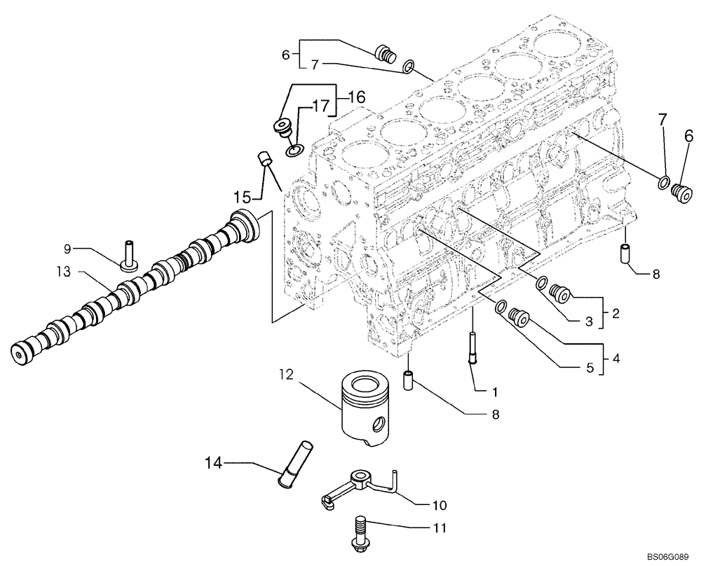 Схема запчастей Case 1150K - (02-19) - CYLINDER BLOCK - PLUGS AND PISTONS (02) - ENGINE