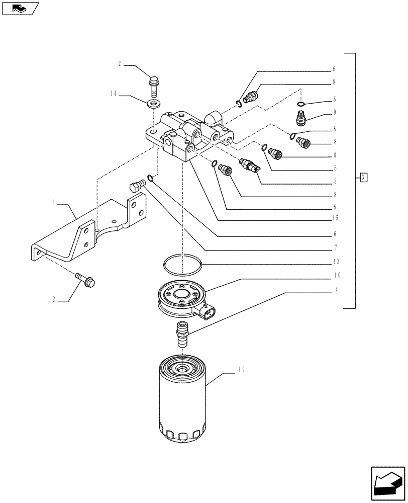 Схема запчастей Case 621F - (10.206.01) - FUEL FILTER - COMPONENTS (10) - ENGINE