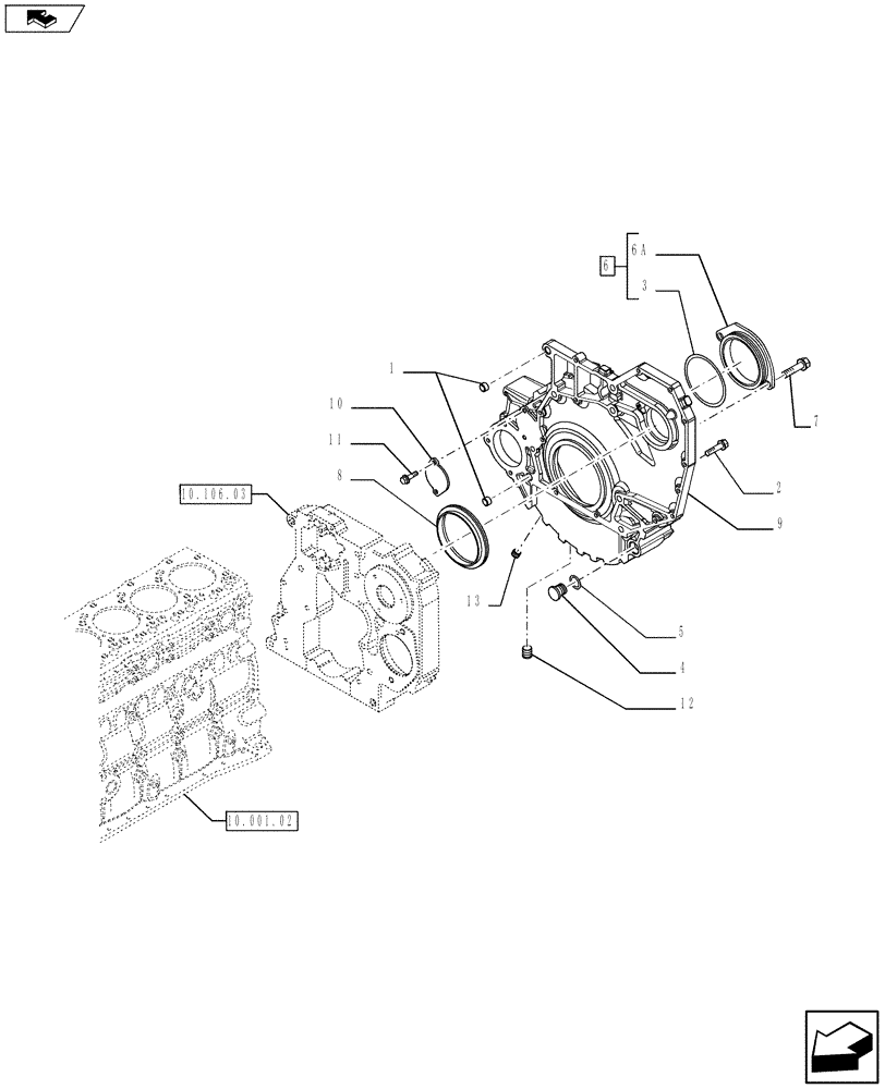 Схема запчастей Case F4GE9454K J604 - (10.103.03) - CRANKCASE COVERS (2856547) (10) - ENGINE