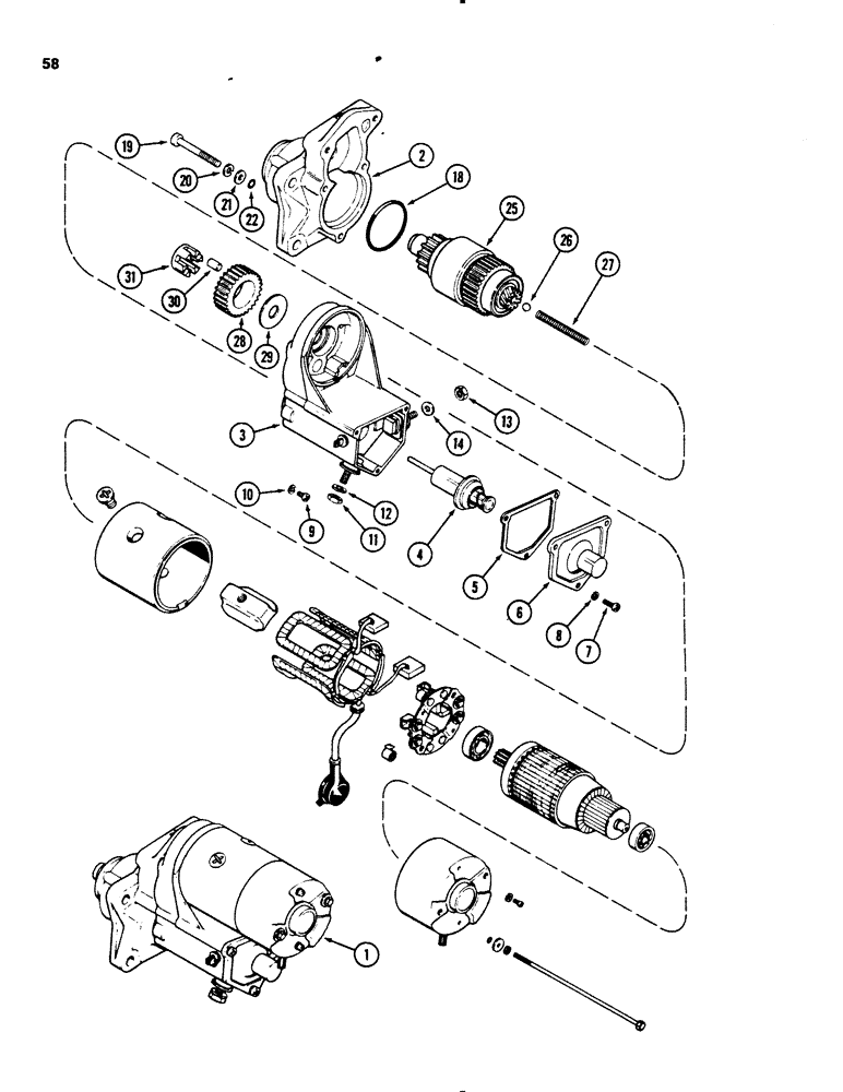 Схема запчастей Case 455B - (058) - STARTER (06) - ELECTRICAL SYSTEMS