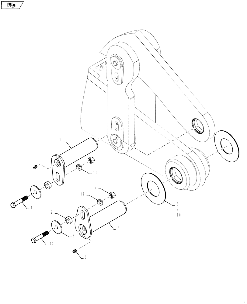 Схема запчастей Case 621F - (82.100.01[10]) - PIN LIFT ARM XT/TC (82) - FRONT LOADER & BUCKET