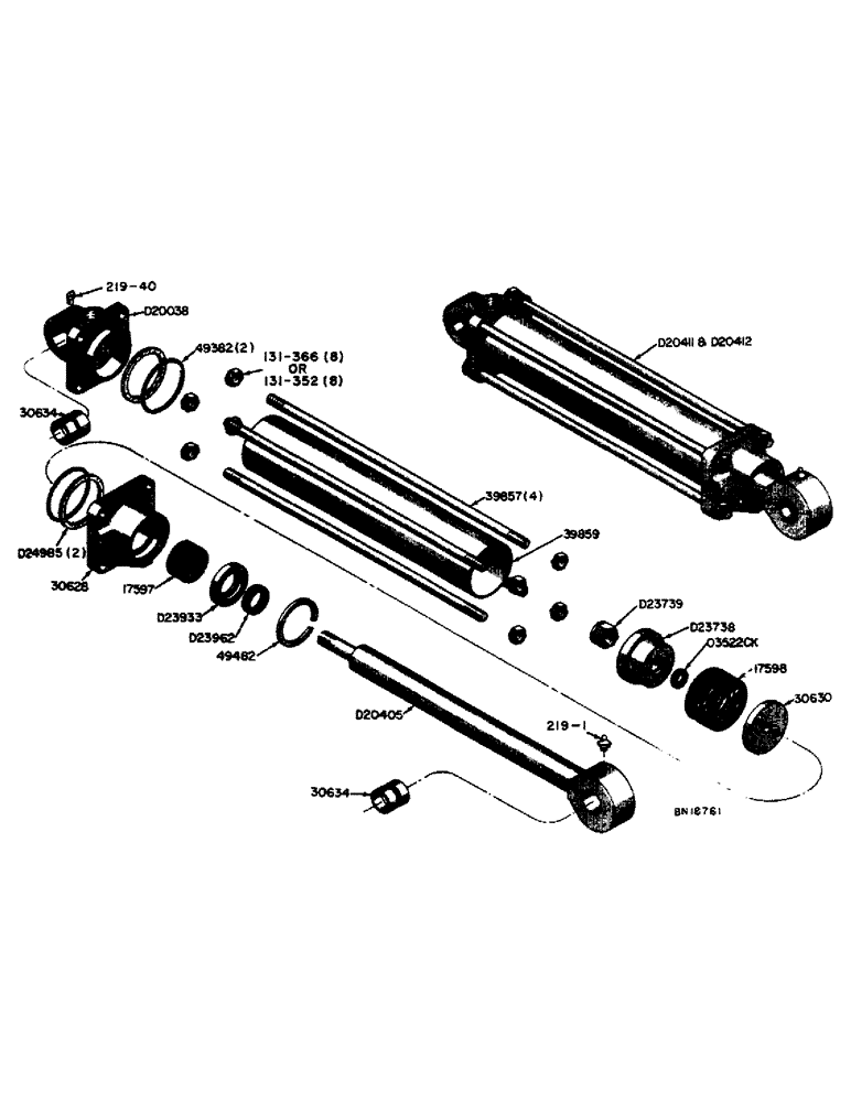 Схема запчастей Case 31 - (037) - D20411 AND D20412 HYDRAULIC BUCKET CYLINDERS 