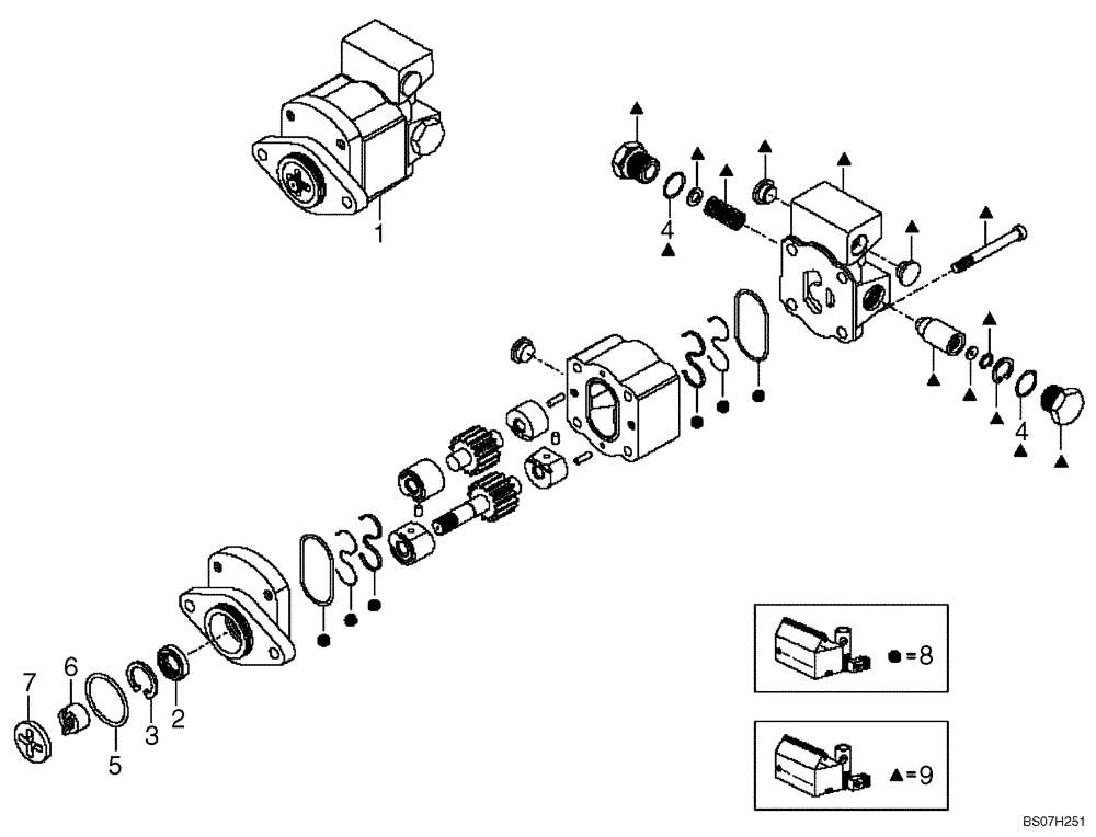 Схема запчастей Case 335 - (43H00000014[001]) - STEERING PUMP (89500392143) (09) - Implement / Hydraulics / Frame / Brakes