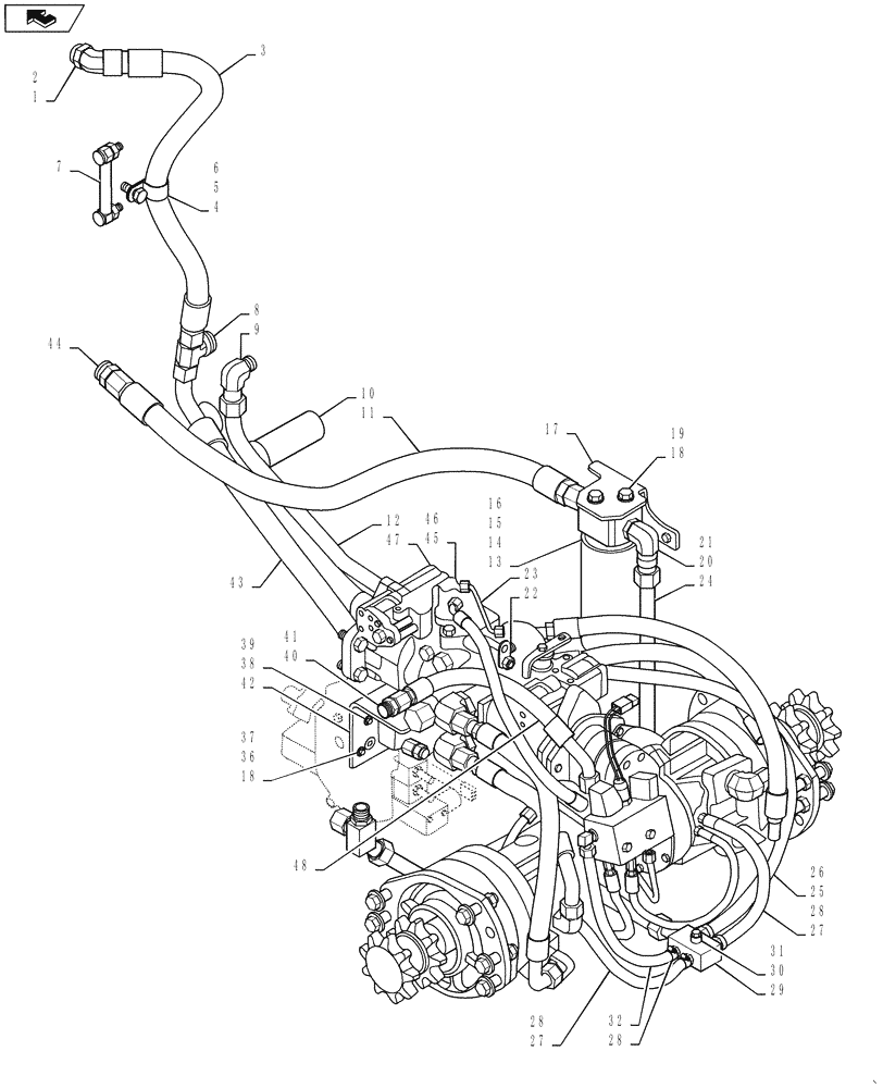 Схема запчастей Case 450 - (06-14) - HYDROSTATICS - SUPPLY AND RETURN (450) (06) - POWER TRAIN