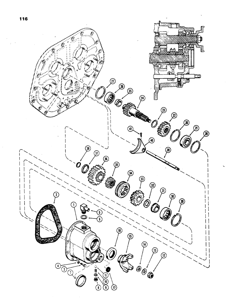 Схема запчастей Case 850 - (116) - TRANSMISSION MECHANICAL RANGE SHIFT (03) - TRANSMISSION