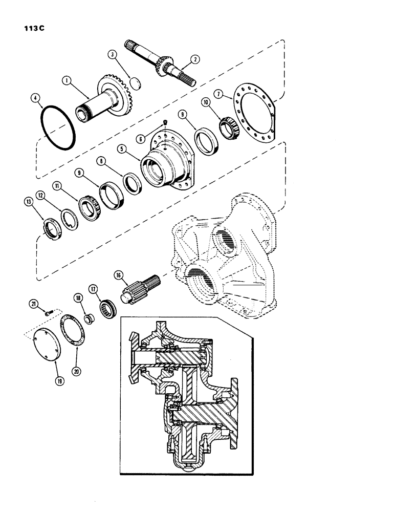 Схема запчастей Case 450 - (113C) - FINAL DRIVE PINION & SHAFT (03) - TRANSMISSION