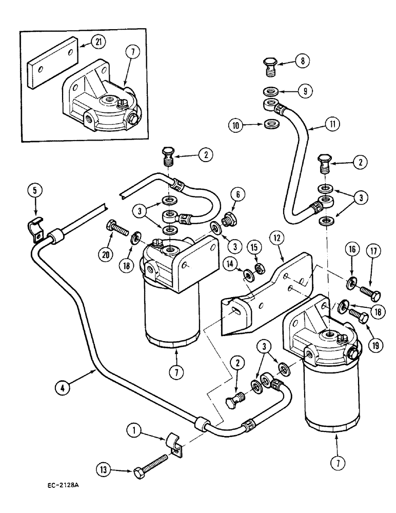 Схема запчастей Case 380B - (3-64) - FUEL FILTER AND CONNECTIONS (03) - FUEL SYSTEM